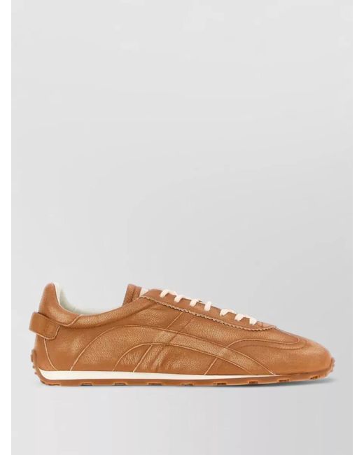 DSquared² Brown Nappa Leather Lace Up Low Sneakers for men