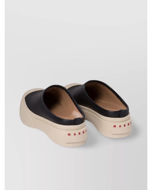 Marni Black Leather Platform Slippers