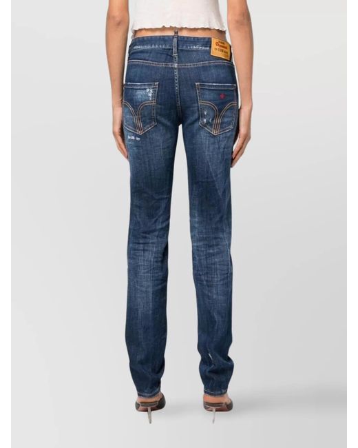 DSquared² Blue Straight-Leg Trousers
