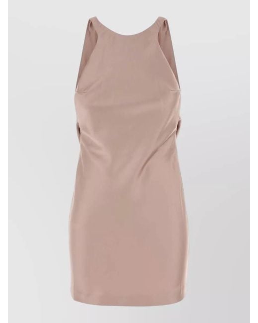 ANDAMANE Multicolor Satin Carmen Dress Draped Back Mini