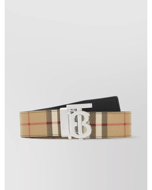 Burberry Metallic Canvas Belt Vintage Check Pattern Buckle for men