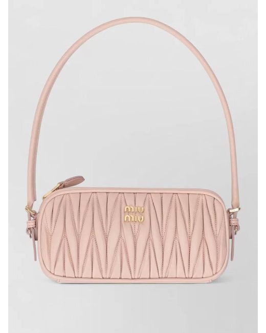 Miu Miu Pink Adjustable-Strap Leather Clutch Bag