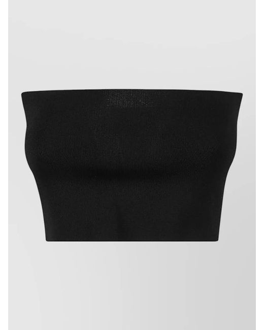 Liviana Conti Black Viscose Bandeau Top Ribbed Strapless Design