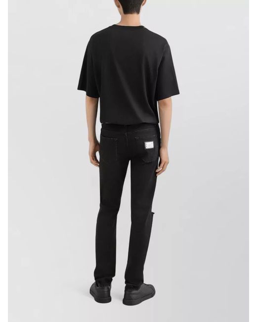 Dolce & Gabbana Black Cotton T-Shirt With Patch for men