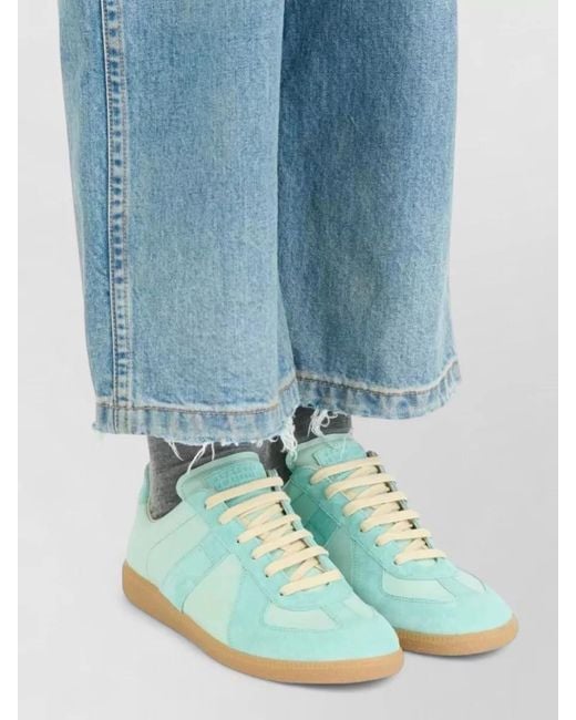 Maison Margiela Blue Replica Lace Up Shoes Suede Leather for men