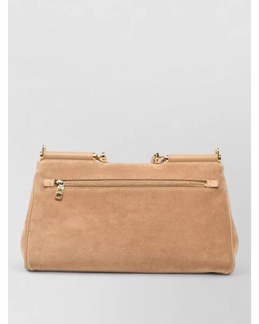Dolce & Gabbana Natural My Sicily Medium Leather Shoulder Bag