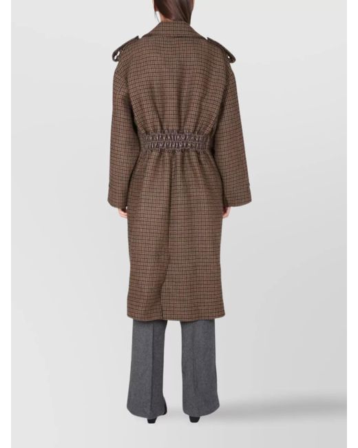 The Mannei Brown Oversized Double-Breasted Coat