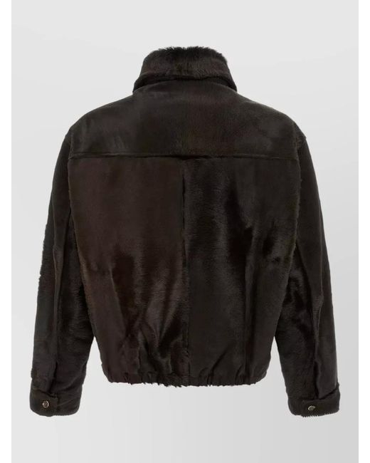 Giorgio Brato Black Leather Padded Jacket for men