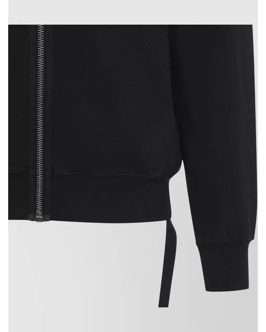 Rick Owens Black Gimp Cotton Hoodie Jacket Kangaroo Pockets for men