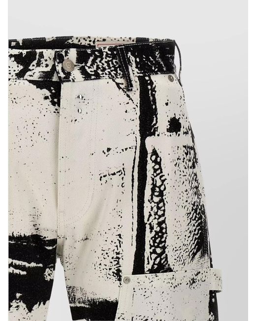 McQueen White Printed Regular-Fit Jeans for men