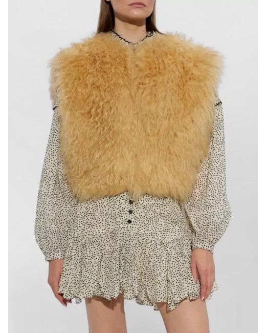 Isabel Marant White Florana Faux Fur Vest Puff Sleeves