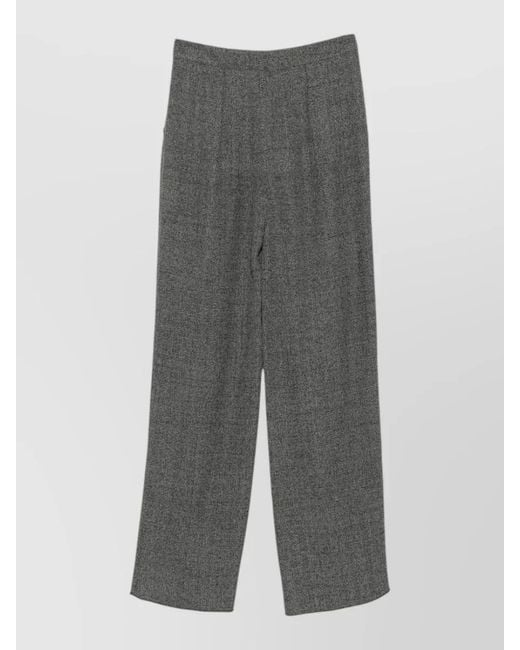 Emporio Armani Gray Straight Leg Tailored High Waist Trousers