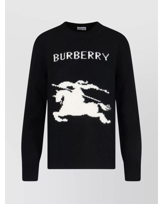 Burberry Black Ribbed Crewneck Knitwear Graphic Design