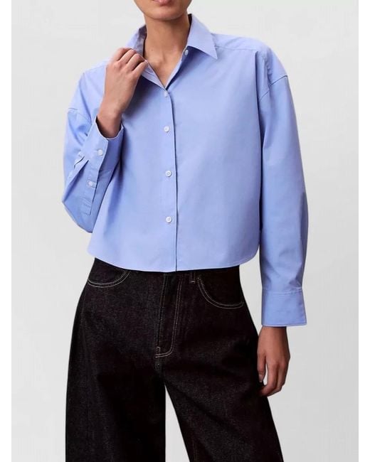 Calvin Klein Blue Cropped Oversized Shirt