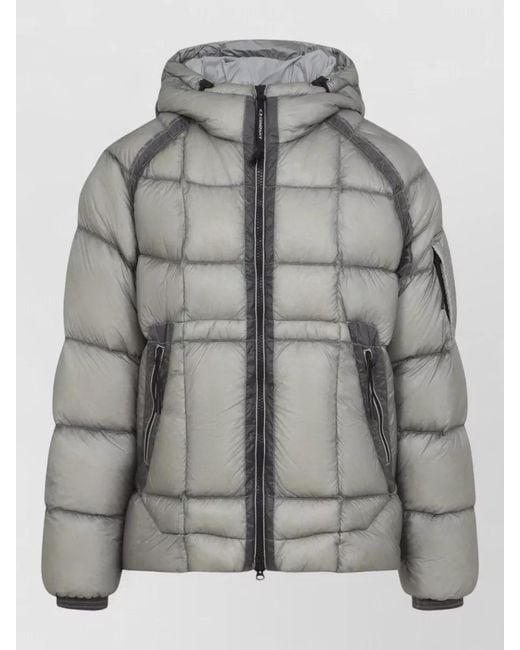 C P Company Gray Medium Hooded Quilted Jacket Dd Shell for men