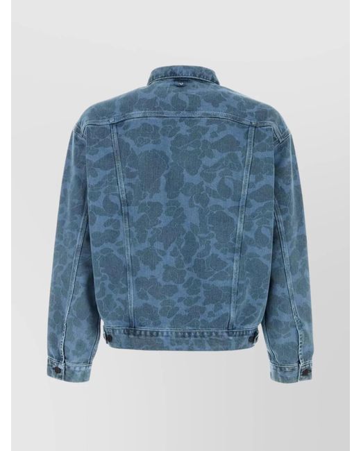 Carhartt Blue Denim Printed Jacket for men