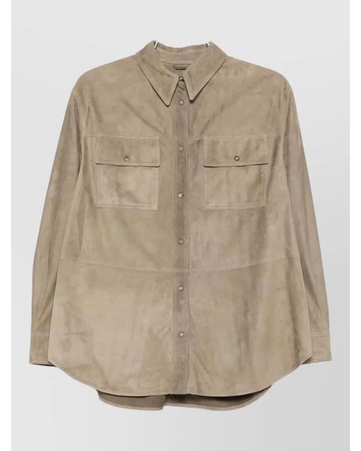 Brunello Cucinelli Natural Suede Shirt