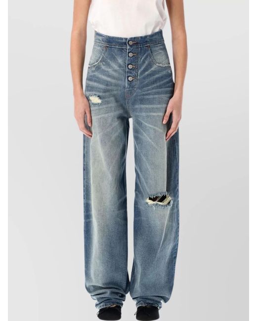 MM6 by Maison Margiela Blue Denim High-Rise Straight-Leg Jeans