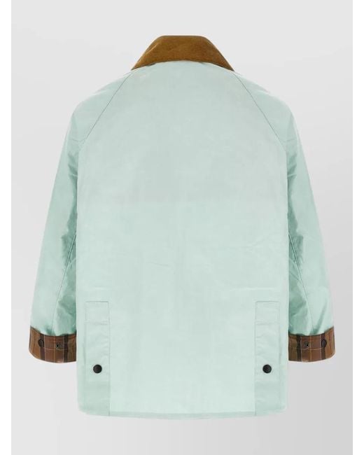Barbour Green Bedale Jacket Contrast Collar Flap Pockets for men