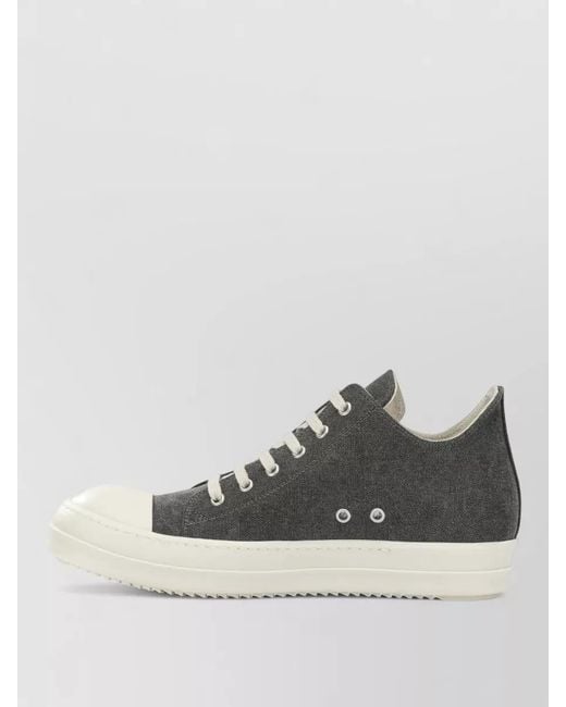 Rick Owens Gray Canvas Low-Top Sneakers for men