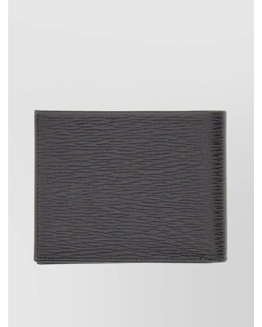 Ferragamo Black "Gancini" Bi-Fold Textured Wallet for men