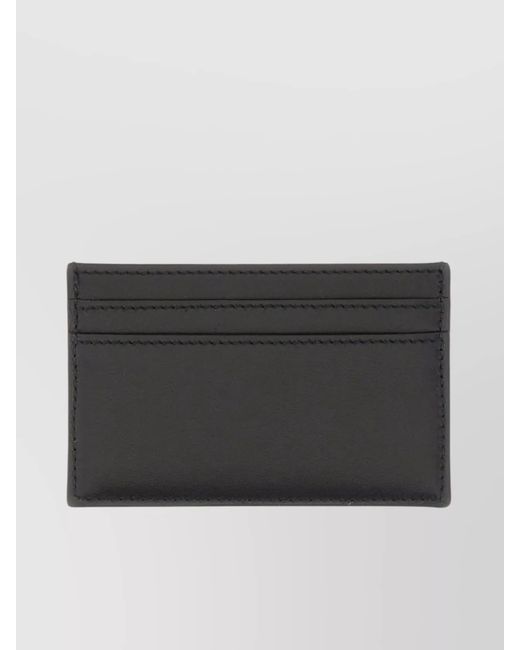McQueen Black Leather Logo Card Holder for men