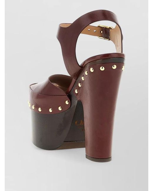 Chloé Brown Meret Open Toe Studded Stiletto Mules