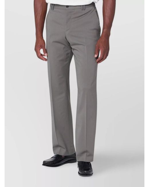 PT Torino Gray Straight-Leg Trousers for men
