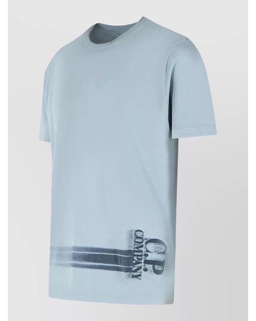 C P Company Blue Cotton Crew Neck Graphic Print T Shirt for men