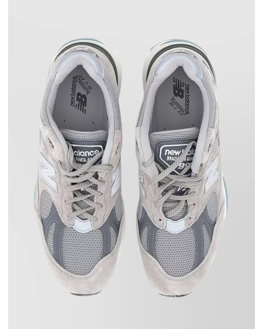 New Balance Gray Suede Leather And Mesh Low-Top Sneakers
