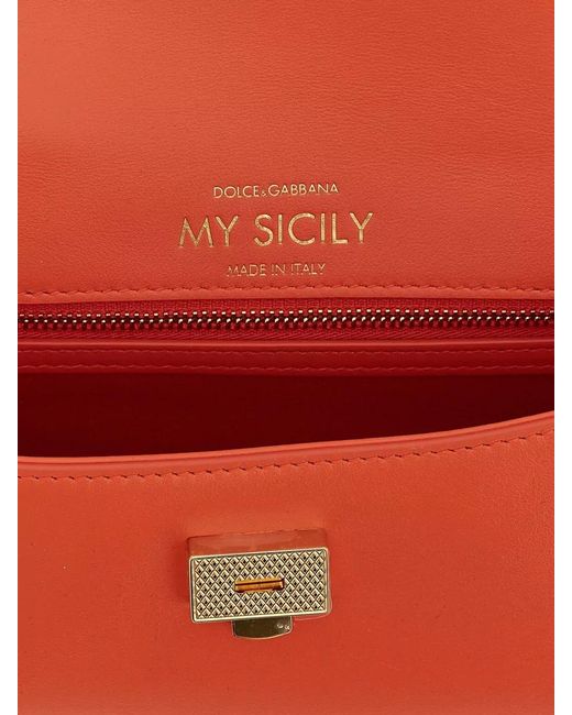 Dolce & Gabbana Orange My Sicily Mini Leather Shoulder Bag