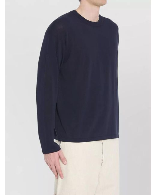 Roberto Collina Blue Cotton Crewneck Sweater Long Sleeves for men