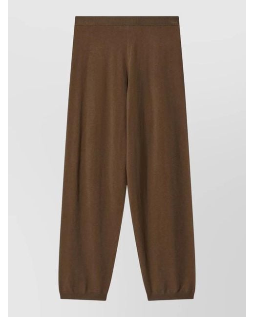 Frankie Shop Brown Relaxed Fit Pants Ribbed Cuffs Style