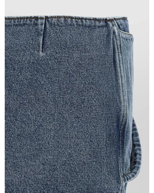 Magda Butrym Blue Denim Draped Floral Low-Rise Mini Skirt