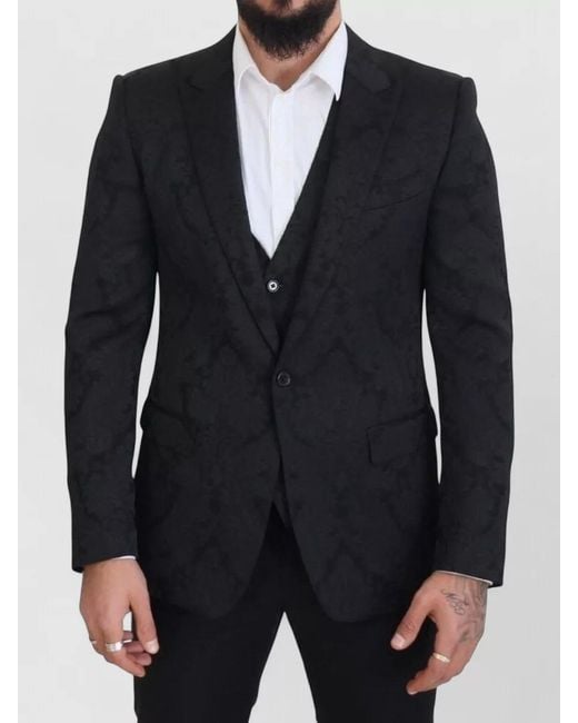 Dolce & Gabbana Blue Floral Brocade Two Piece Martini Suit for men