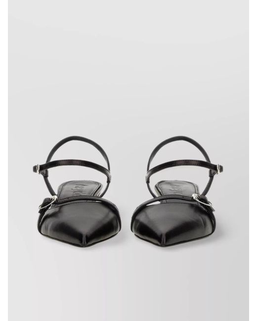 Aeyde Metallic "Melia" Buckle Kitten Leather Pointed Toe