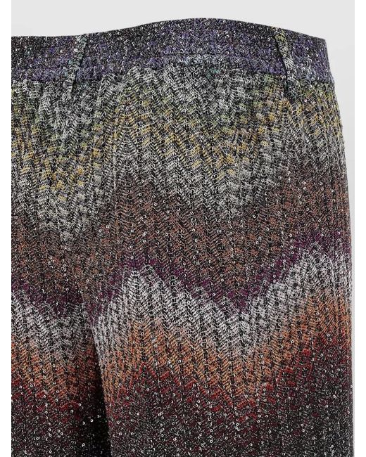 Missoni Gray Zigzag Lamé Wide-Leg Trousers