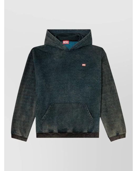 DIESEL Green Logo Print Hoodie for men