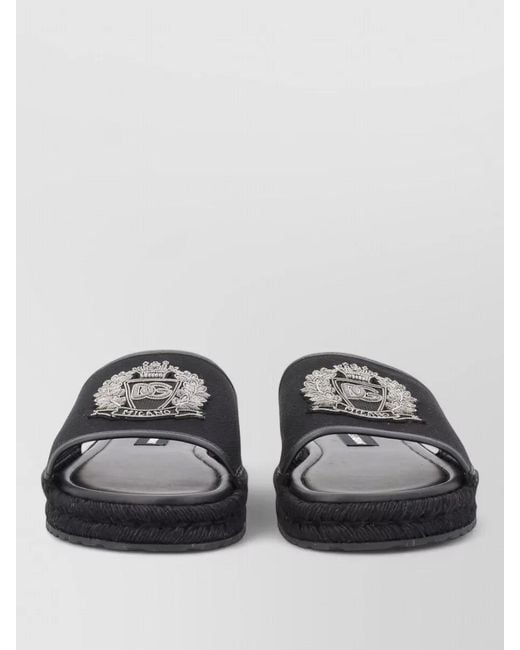 Dolce & Gabbana Gray Logo Espadrille Sandal Textile Braided Sole for men