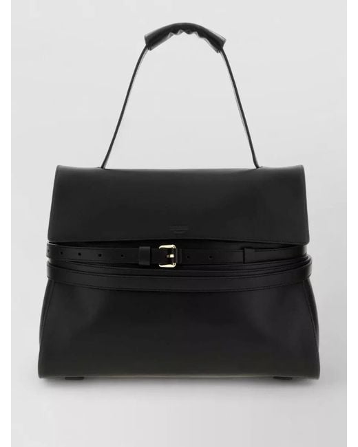 Moschino Black Medium Tie Me Leather Handbag Top Handle