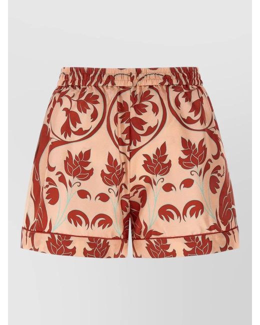 F.R.S For Restless Sleepers Red Lissipa Shorts Floral Pattern Rolled Hem