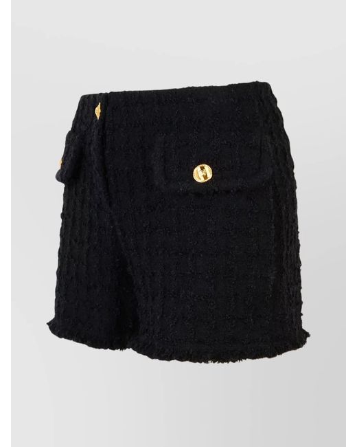 Versace Black Bouclé Tweed Thigh-Length Shorts
