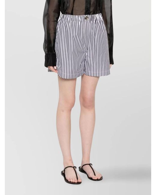 Sportmax White Striped Cotton Knee-Length Shorts