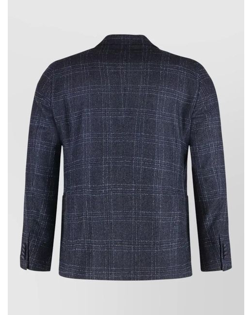 Tagliatore Blue Prince Wales Wool Tailored Check Jacket for men