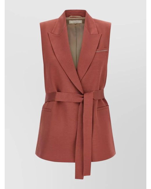 Peserico Red Linen Viscose Vest