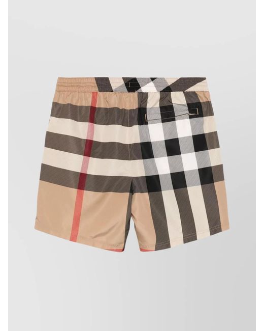 Burberry Natural Checked Swim Shorts for men
