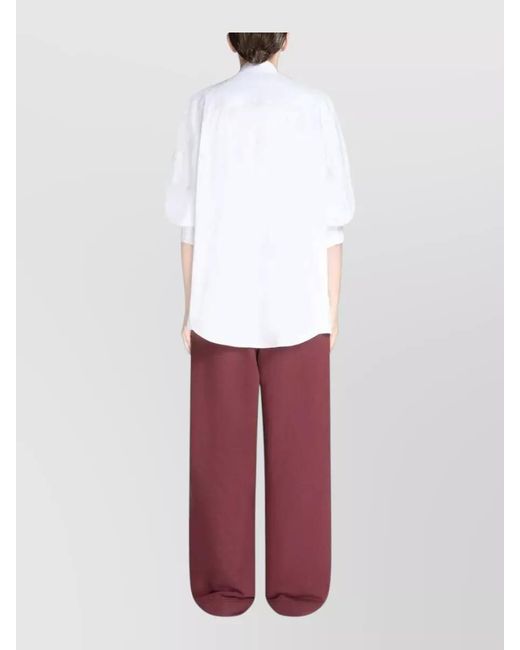Dries Van Noten White Embroidered Oversized Cotton Shirt