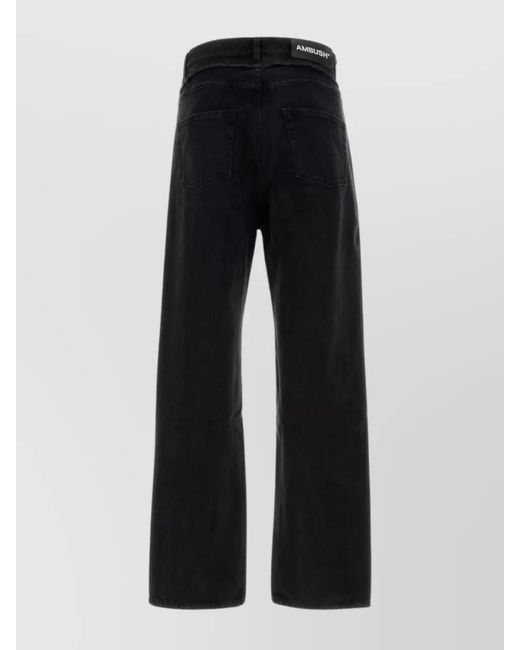 Ambush Black Denim Mid-Rise Wide-Leg Trousers for men