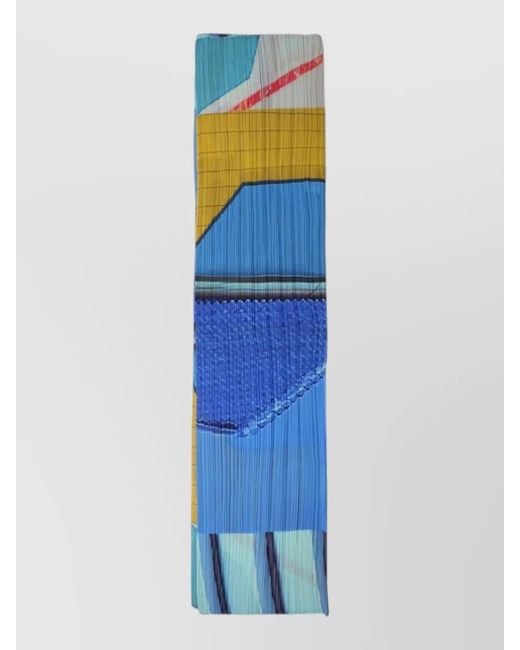 Pleats Please Issey Miyake Blue Rectangular Scarf Pleated Texture Design