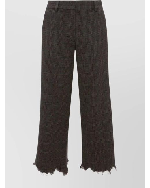 J.W. Anderson Black Wool Checked Distressed Straight-Leg Trousers